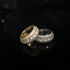 Gold plated Diamond rings hiphop diamond ring